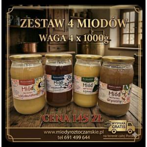 Mix Miodów 4x1000 g wysyłka gratis