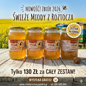 Zestaw 4 Miodów Wielokwiat Zbiór 2026
