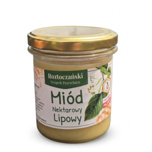 Miód lipowy 370g Miody Roztoczańskie, miód z aromatem. z kwiatów lipy