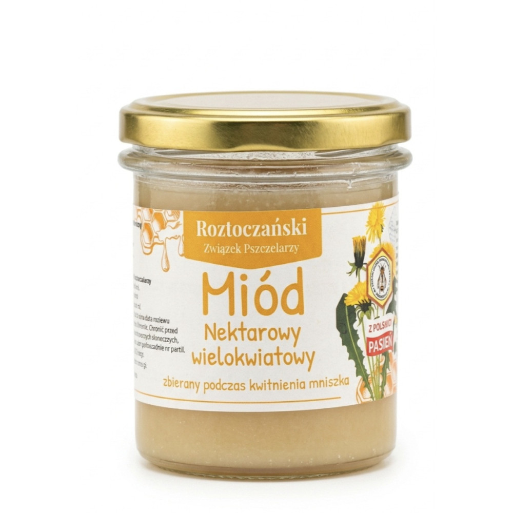 Miód wielokwiatowy 370 g zbierany podczas kwitnienia mniszka